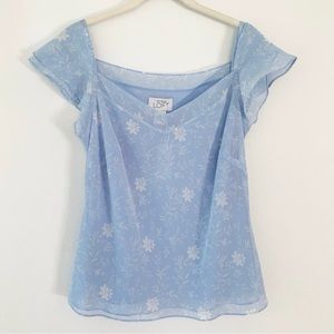 didn’t fit me well Ann Taylor Loft Blue and White Flowy Blouse